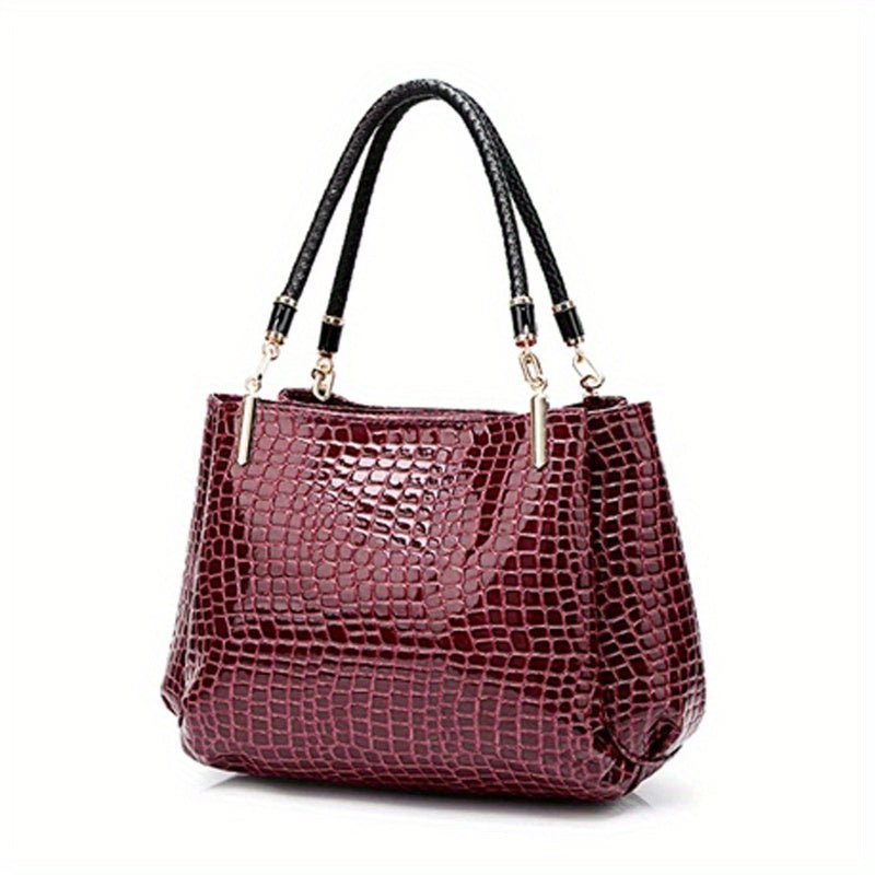 Stylish crocodile pattern handbag with European and American retro design, perfect for commuting and daily use.