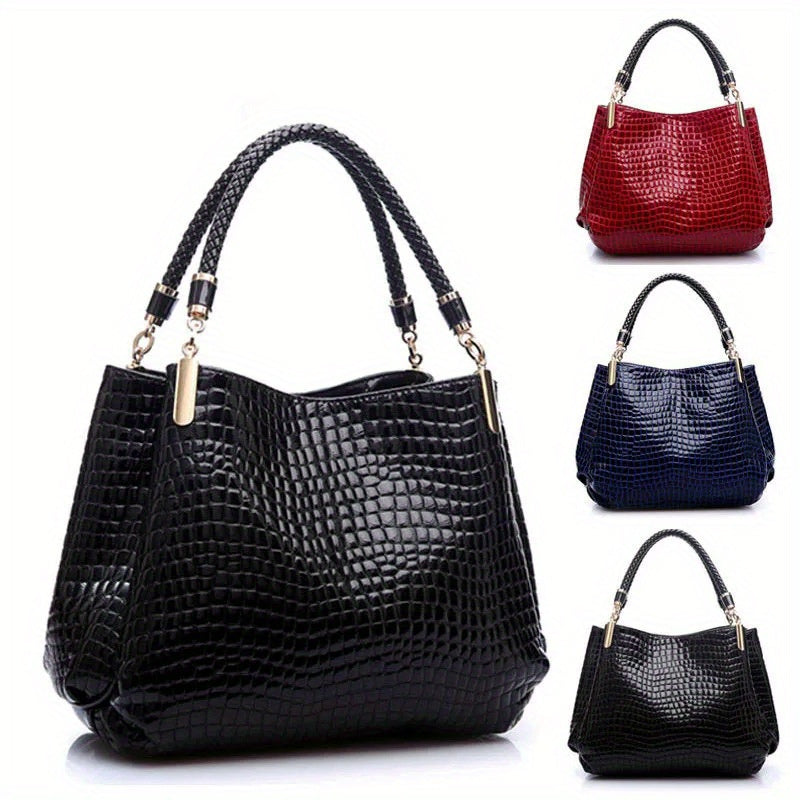 Stylish crocodile pattern handbag with European and American retro design, perfect for commuting and daily use.