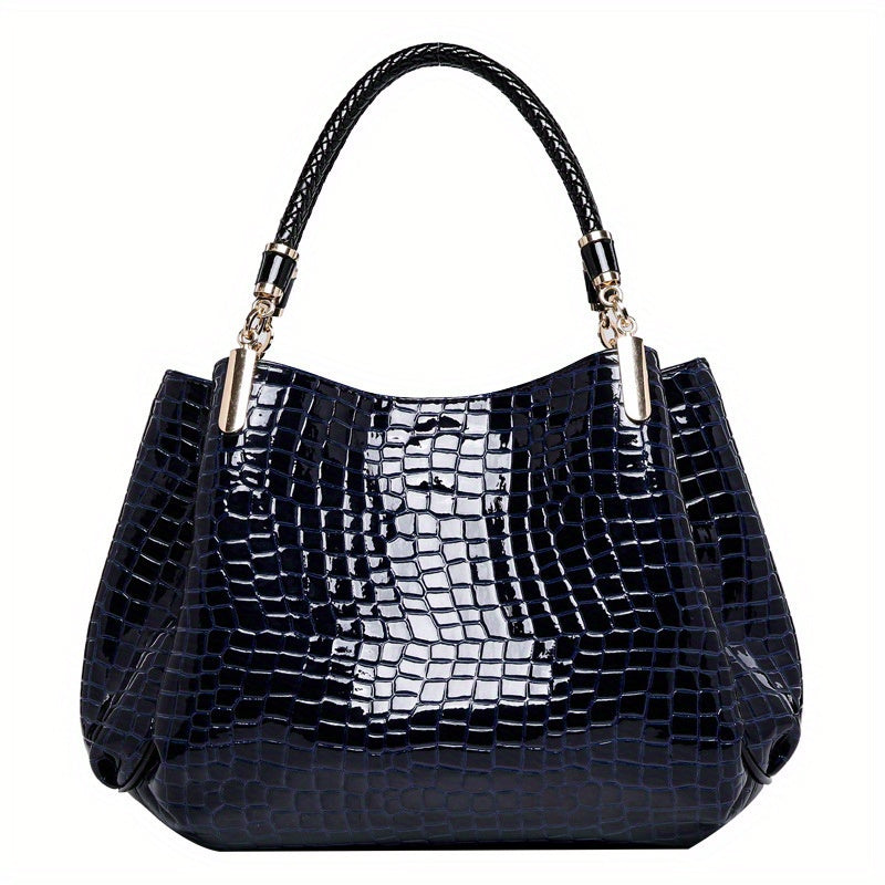 Stylish crocodile pattern handbag with European and American retro design, perfect for commuting and daily use.