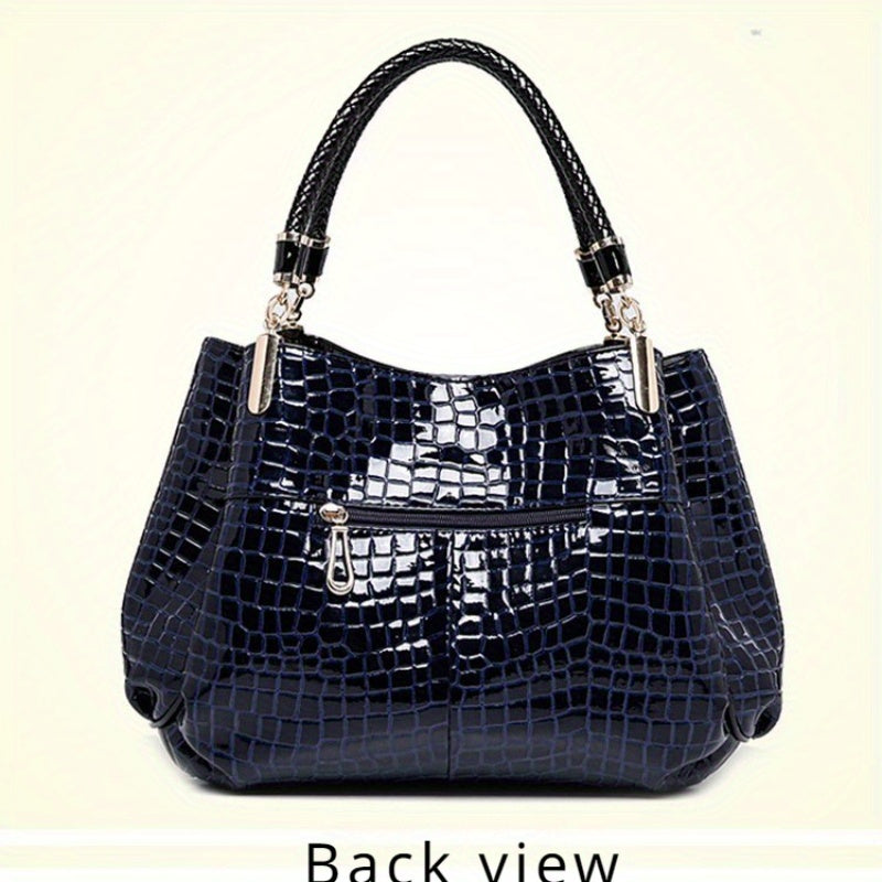 Stylish crocodile pattern handbag with European and American retro design, perfect for commuting and daily use.