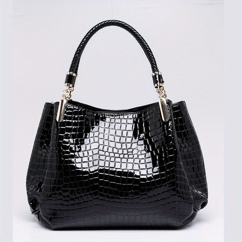 Stylish crocodile pattern handbag with European and American retro design, perfect for commuting and daily use.