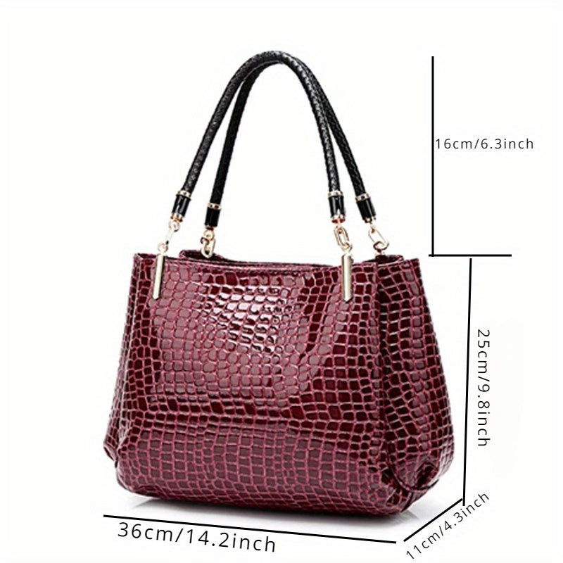 Stylish crocodile pattern handbag with European and American retro design, perfect for commuting and daily use.