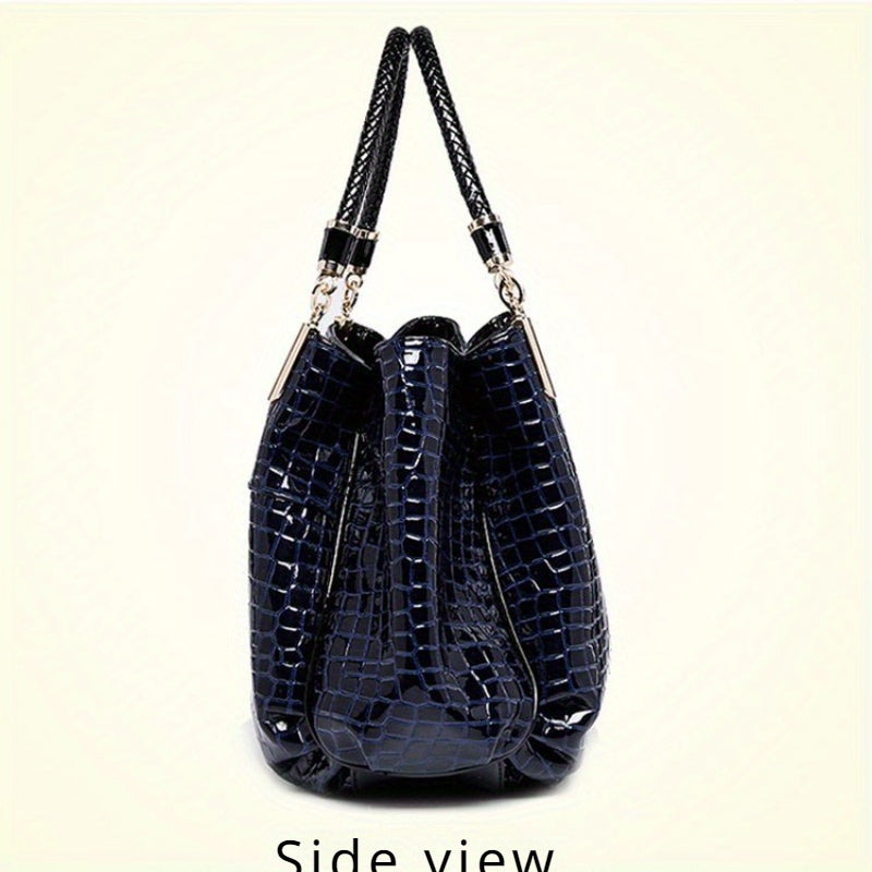 Stylish crocodile pattern handbag with European and American retro design, perfect for commuting and daily use.