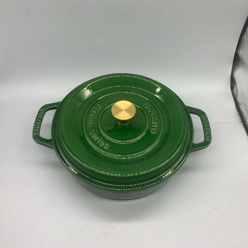 Large Capacity 190oz High-Gloss Agate Green Cast Iron Enamel Pot - Versatile Soup & Stew Cooker for Home and Restaurant Cooking