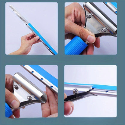 The professional glass cleaning tool kit includes a four-piece glass scraper set with a brush head and an extension rod, making the task of cleaning glass more efficient.