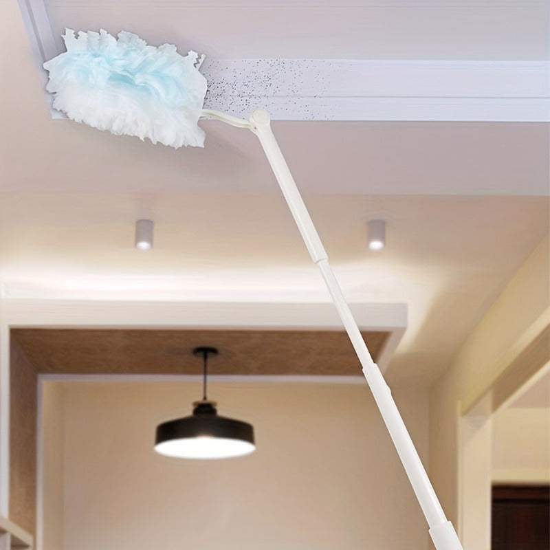 Easily Reach High Ceilings, Blinds, Furniture, And Cars with the Extendable Microfiber Duster Set - Includes 1 Handle and 10 Reusable Heads