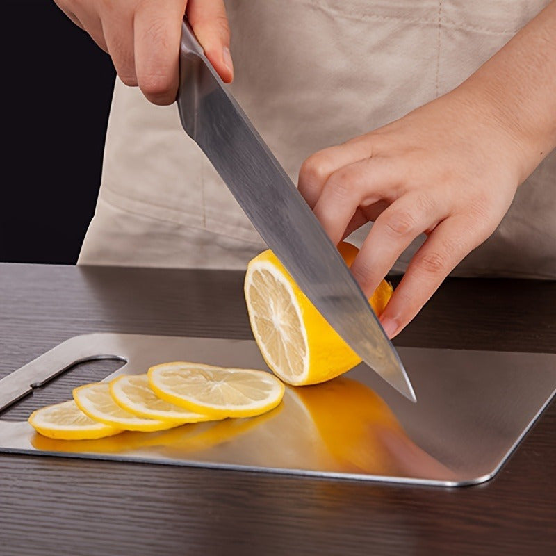 Enhance Your Kitchen Decor with the 2024 Multifunctional Double-Sided Cutting Board, Made with Food Grade Stainless Steel and Plastic - Perfect for Festive Gatherings and Holiday Prep!