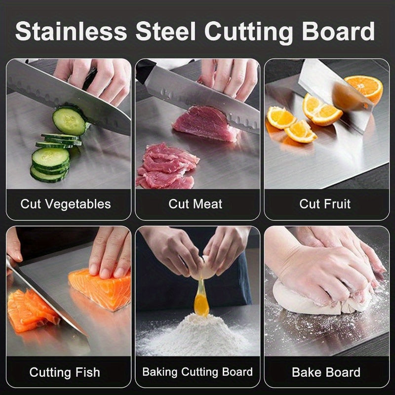 Enhance Your Kitchen Decor with the 2024 Multifunctional Double-Sided Cutting Board, Made with Food Grade Stainless Steel and Plastic - Perfect for Festive Gatherings and Holiday Prep!