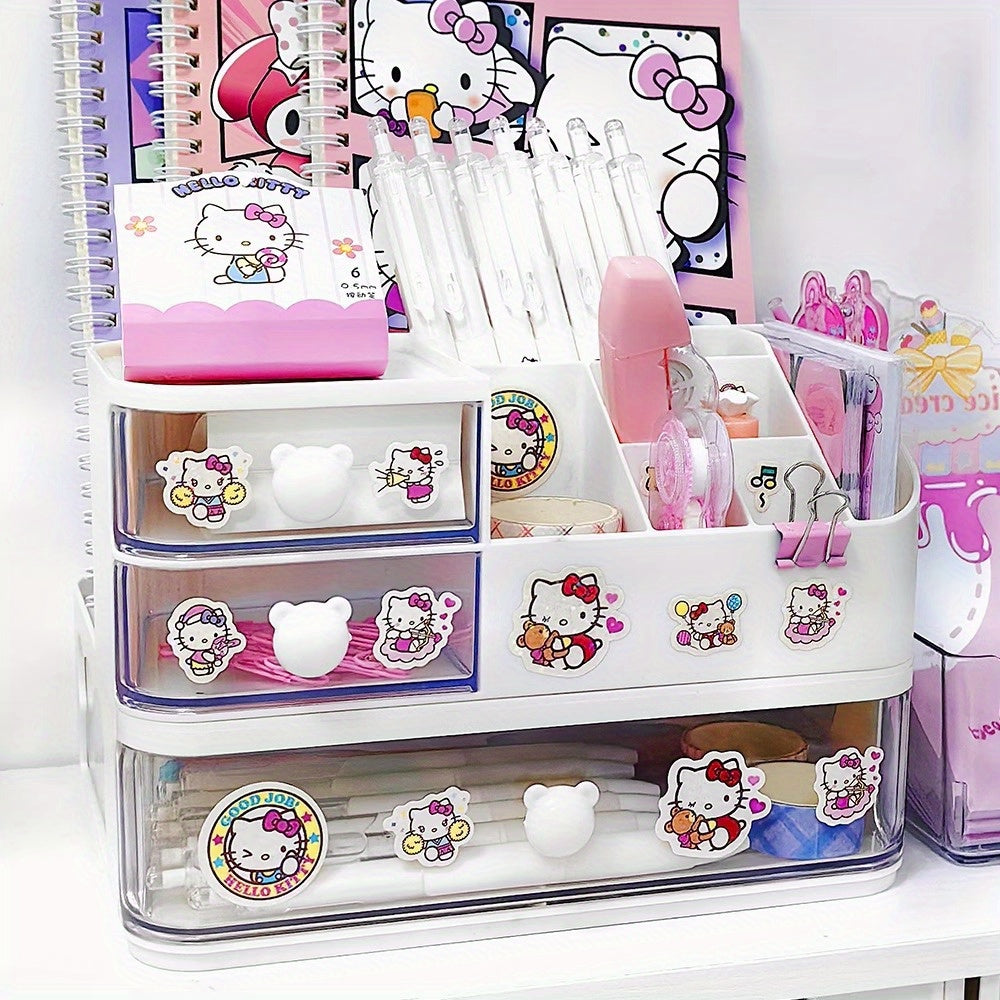 Sanrio desk tidy with partitioned storage box for students and dormitory use.