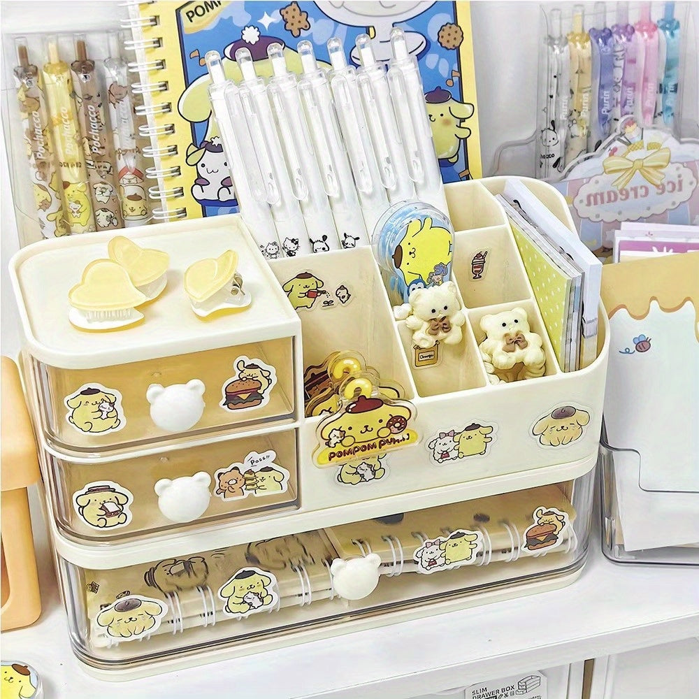 Sanrio desk tidy with partitioned storage box for students and dormitory use.