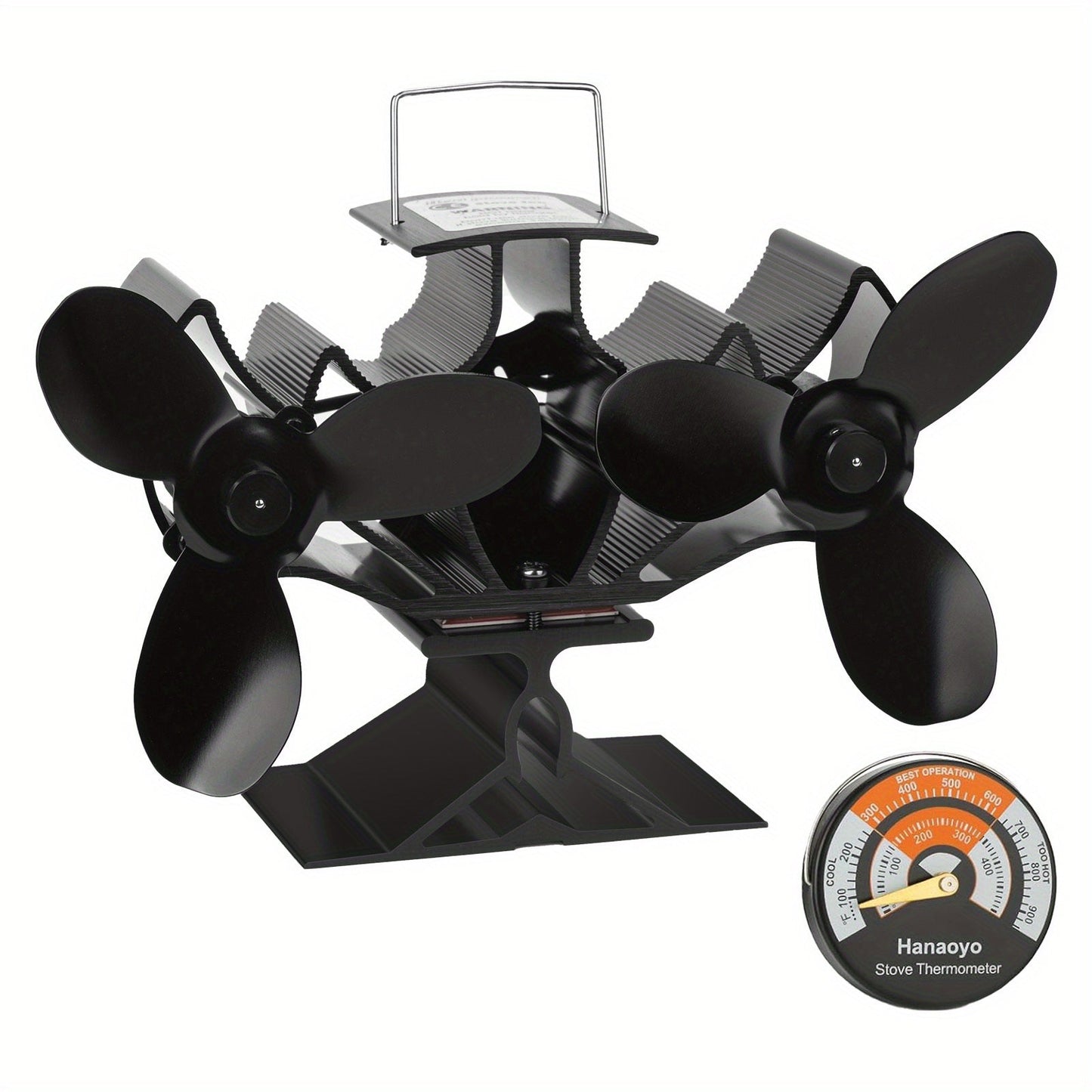 EcoSmart Aluminum Heat Powered Stove Fan features Dual Motors for Ultra-Quiet Efficient Heat Circulation. High-Speed Blades ensure No Battery is Required. Ideal for Wood Burning Fireplace and Stove.