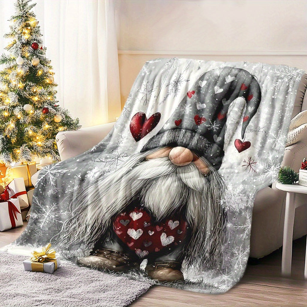 Get cozy with the Glam Style Christmas Gnome Throw Blanket! This fantasy themed blanket is made of all-season knitted polyester, making it perfect for napping, camping, travel, or adding a touch of holiday cheer to your home or office decor. The machine