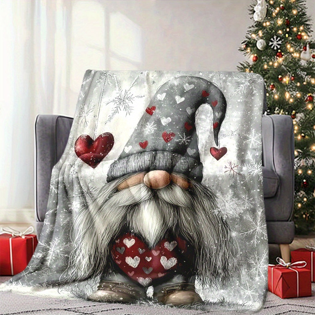 Get cozy with the Glam Style Christmas Gnome Throw Blanket! This fantasy themed blanket is made of all-season knitted polyester, making it perfect for napping, camping, travel, or adding a touch of holiday cheer to your home or office decor. The machine