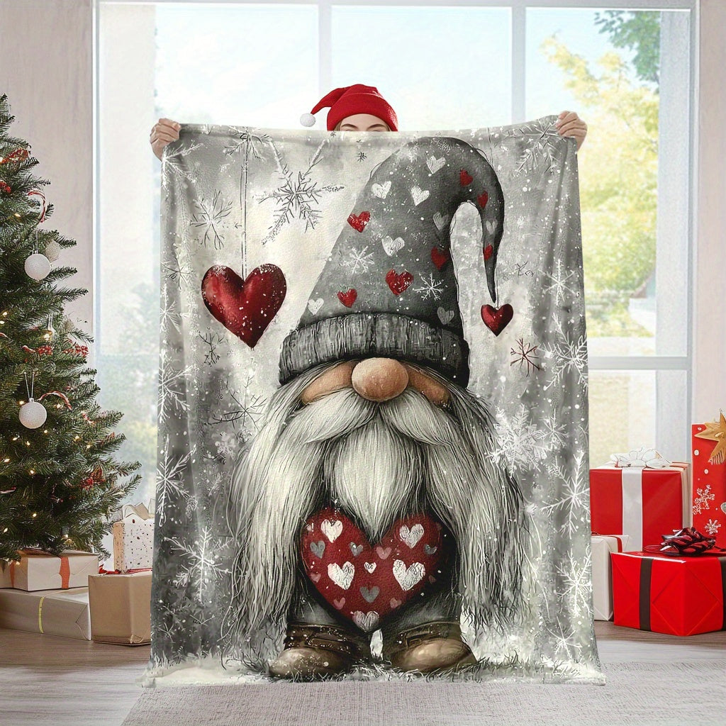 Get cozy with the Glam Style Christmas Gnome Throw Blanket! This fantasy themed blanket is made of all-season knitted polyester, making it perfect for napping, camping, travel, or adding a touch of holiday cheer to your home or office decor. The machine