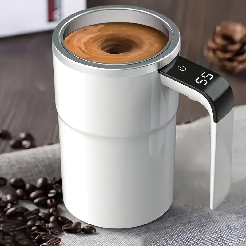 Sleek Automatic Coffee Maker with USB Charging, Temperature Display & Magnetic Stirrer - 12.85oz Capacity for Milk, Chocolate, Mocha | Ideal Christmas Present, Top-notch Coffee Machine for the Holidays