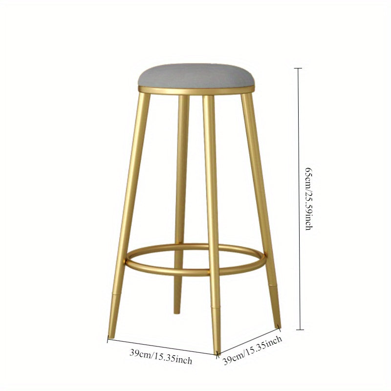 Minimalist wrought iron bar stool with comfortable backrest and golden legs - Ideal for home, restaurant, cafe, or entertainment area.