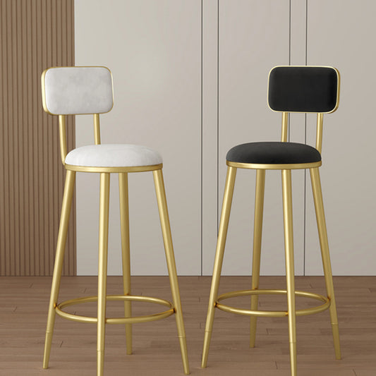 Minimalist wrought iron bar stool with comfortable backrest and golden legs - Ideal for home, restaurant, cafe, or entertainment area.