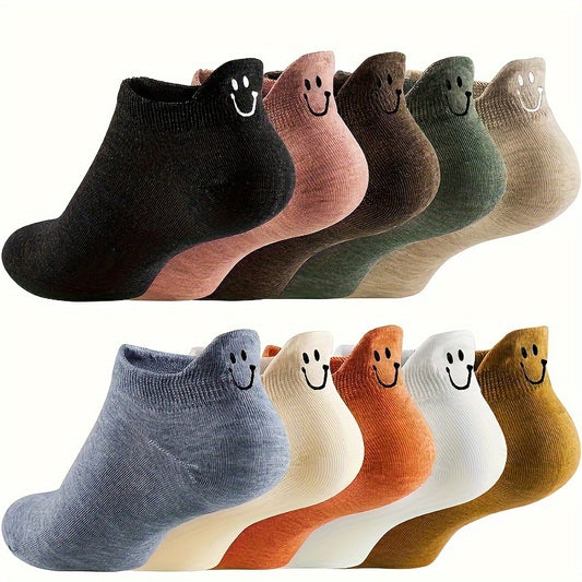 10 pairs of cute, breathable low-top short socks for women, perfect for spring and autumn, ideal for school and shopping.