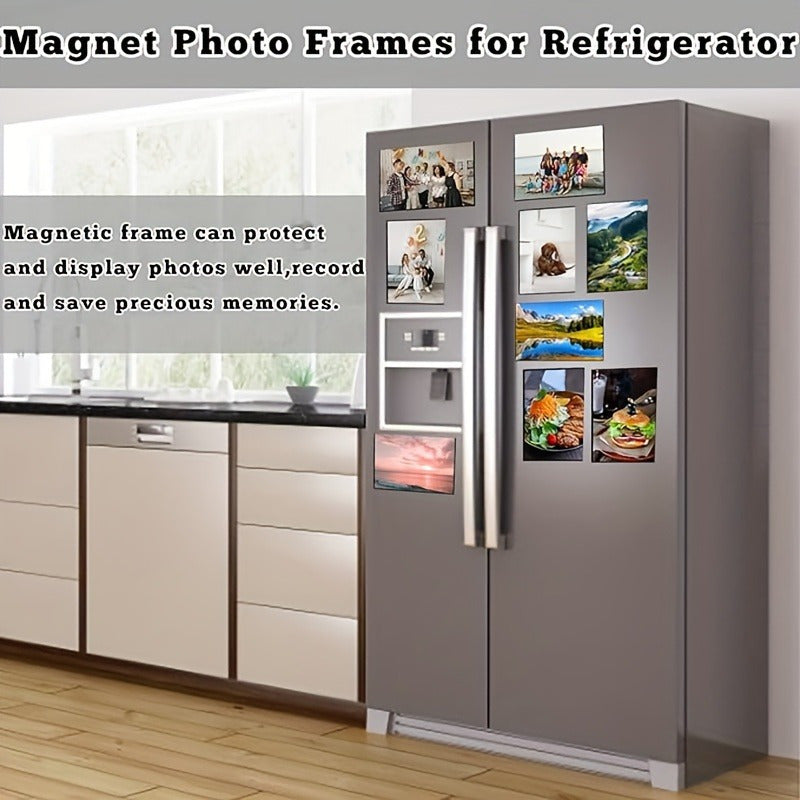 Set of 5 A4 Self-Adhesive Magnetic Photo Frames - Ideal for Displaying Photos on Walls in Offices, Homes, Supermarkets, Restaurants, and Refrigerators