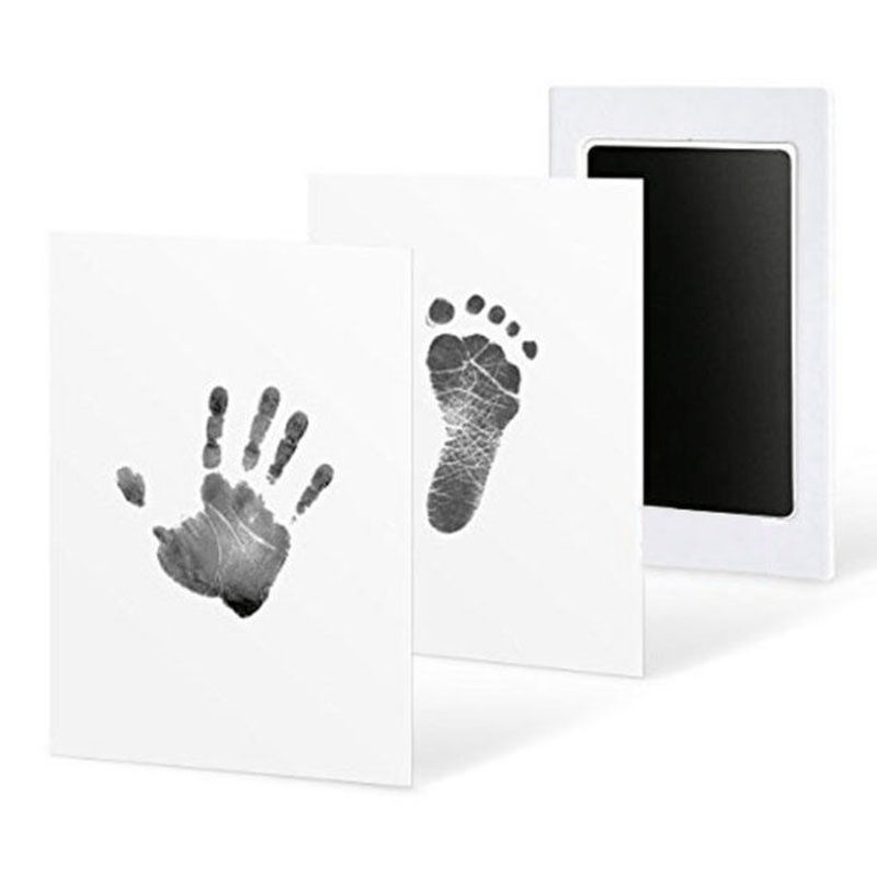 DIY Baby Handprint & Footprint Kit, Includes Non-Toxic Black Ink Pad, 2 Papers for Newborn Souvenir, Infant Hand & Foot Molds, Paper Material (2-Pack)