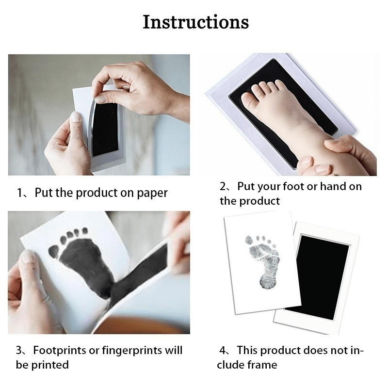 DIY Baby Handprint & Footprint Kit, Includes Non-Toxic Black Ink Pad, 2 Papers for Newborn Souvenir, Infant Hand & Foot Molds, Paper Material (2-Pack)