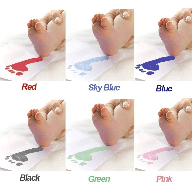 DIY Baby Handprint & Footprint Kit, Includes Non-Toxic Black Ink Pad, 2 Papers for Newborn Souvenir, Infant Hand & Foot Molds, Paper Material (2-Pack)