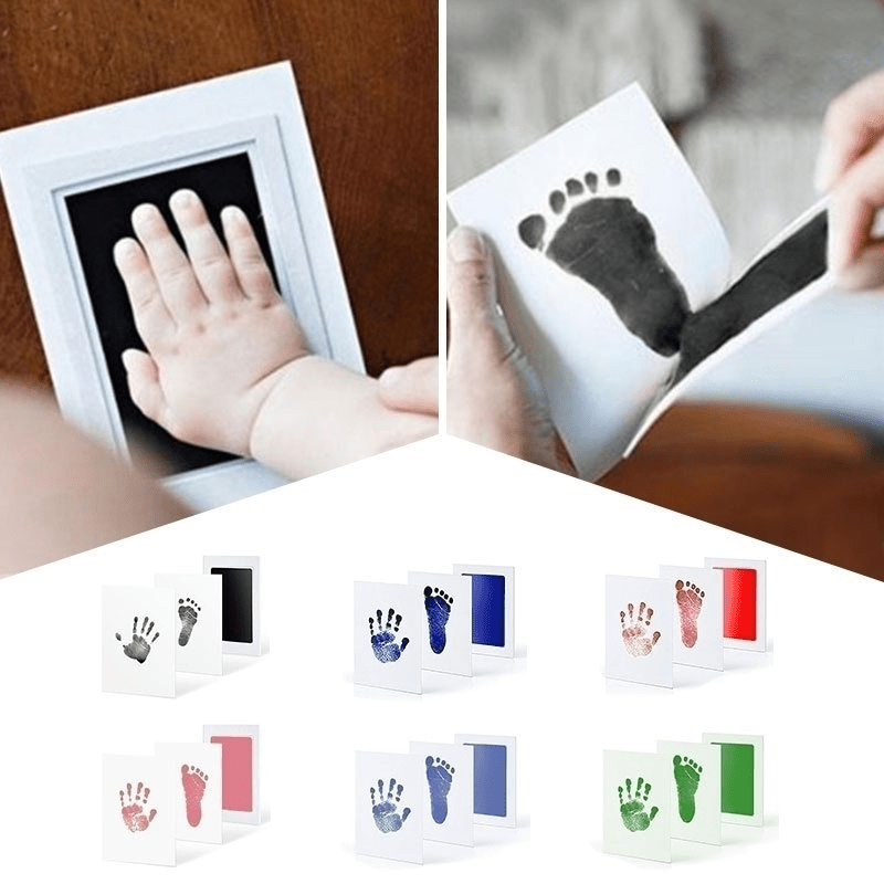 DIY Baby Handprint & Footprint Kit, Includes Non-Toxic Black Ink Pad, 2 Papers for Newborn Souvenir, Infant Hand & Foot Molds, Paper Material (2-Pack)