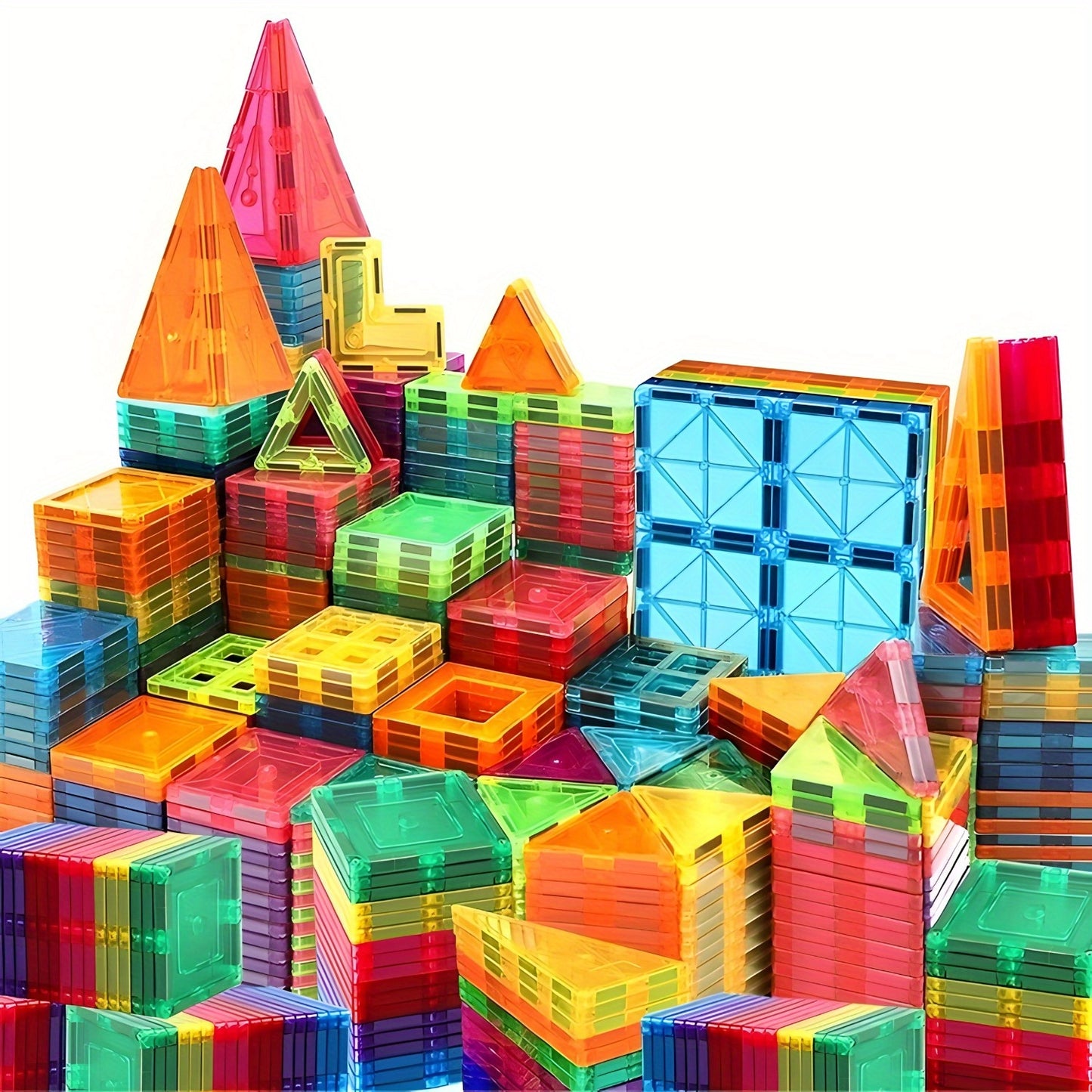 Educational 3D building blocks set with magnet tiles - Durable ABS material - 60/100/120pcs - Creative play for boys & girls.