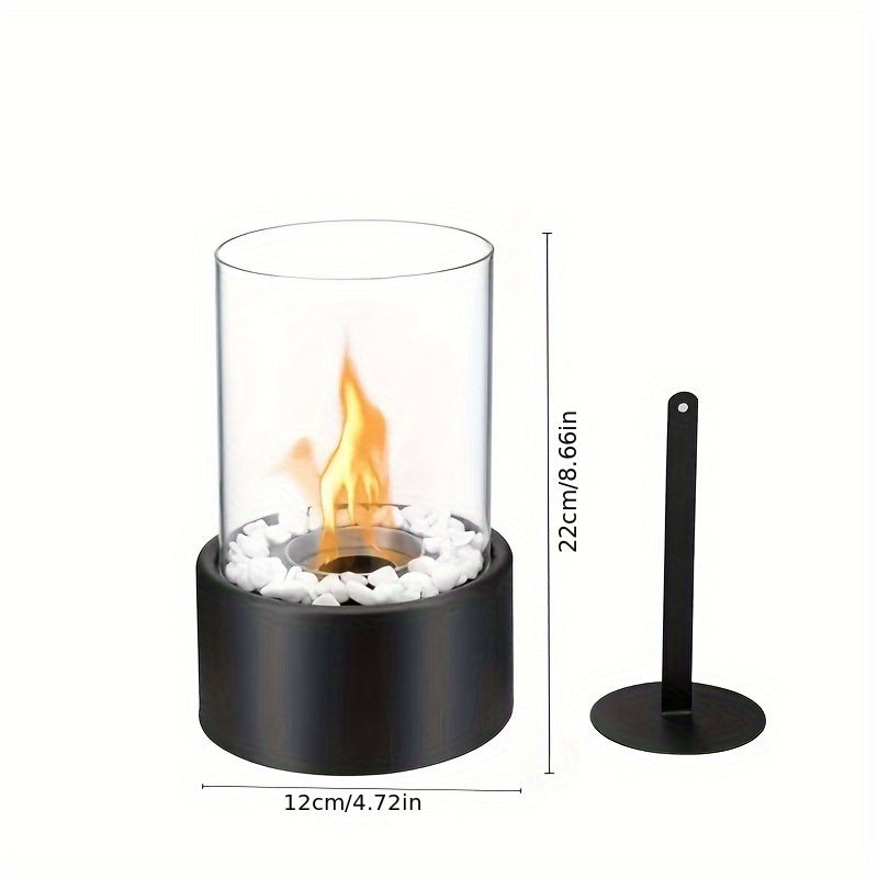 Get your hands on this convenient Portable Mini Fire Pit, perfect for tabletop use indoors or outdoors. This wall-mounted electric fireplace features a vintage design and is made from durable glass material. No power required, making it ideal for camping