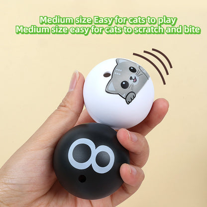 Interactive cat toy ball that makes sounds, perfect for entertaining cats without batteries.