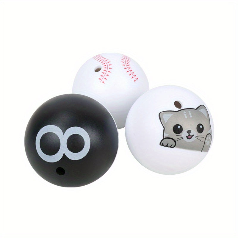 Interactive cat toy ball that makes sounds, perfect for entertaining cats without batteries.