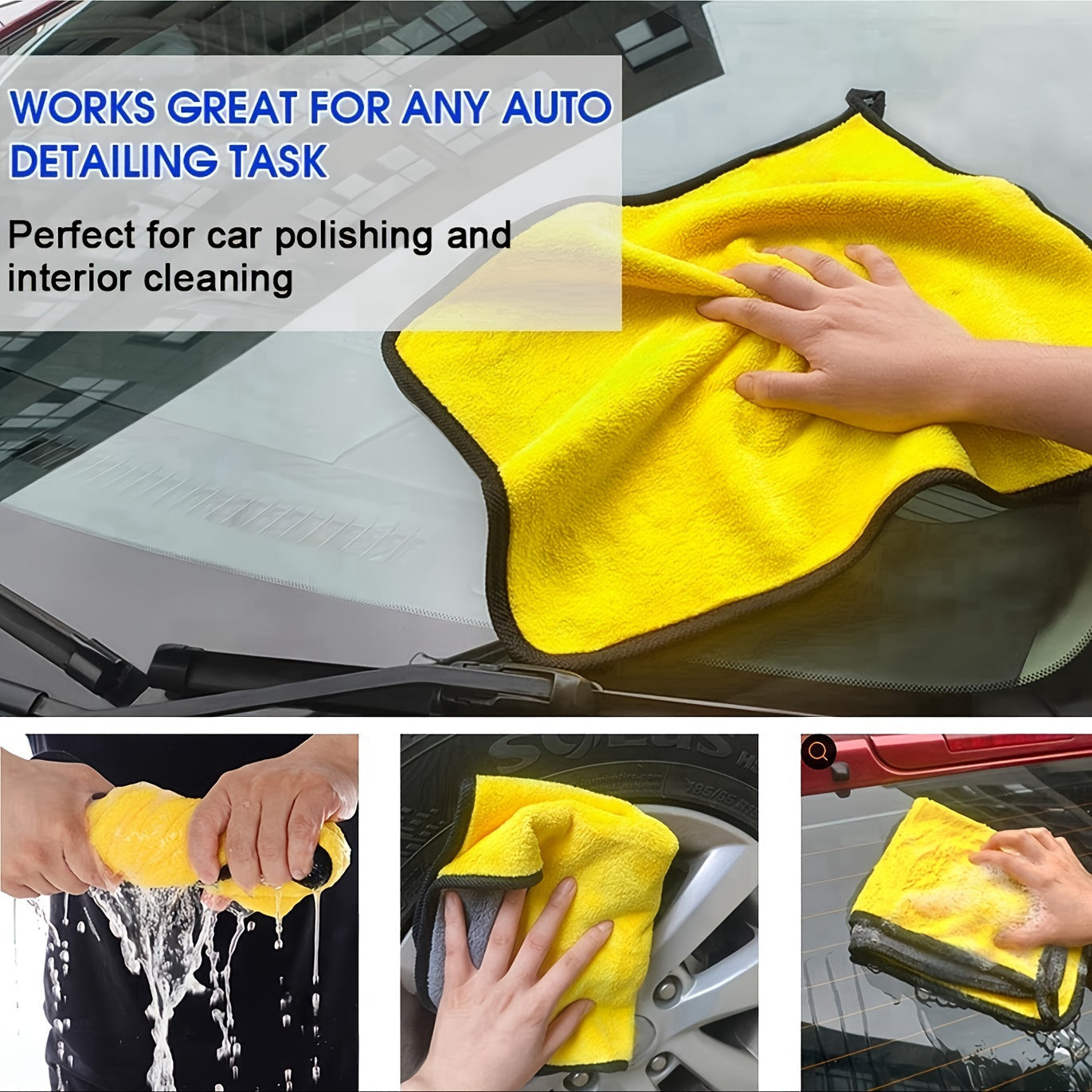 Extra soft microfiber towel for car wash, cleaning, drying, and dishwashing. Measures 30x30cm (11.8x11.8 inches) with vibrant colors. Ideal for home and kitchen use.