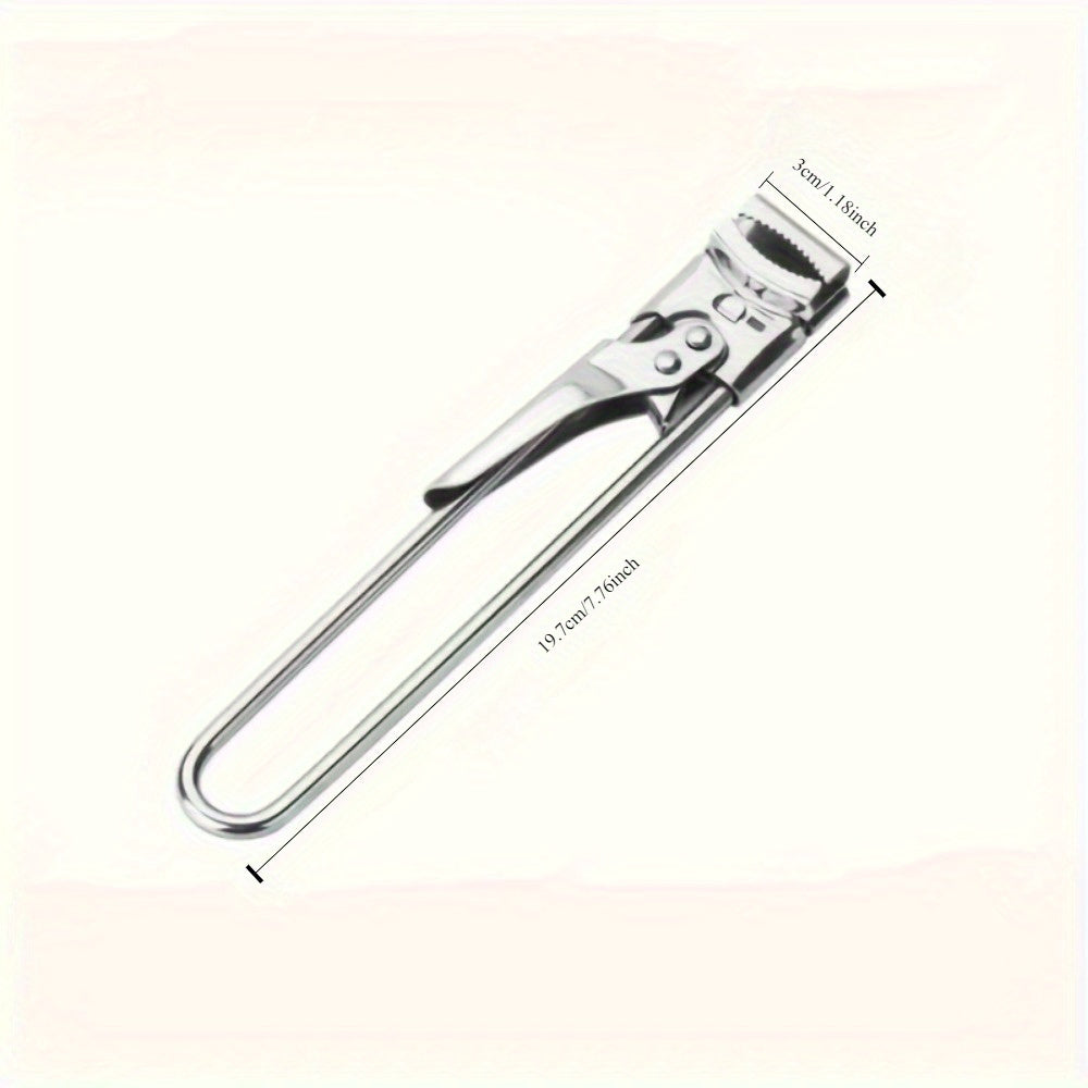 Adjustable Stainless Steel Can Opener with Lid Clamp and Multifunctional Bottle Opener - Manual Kitchen Tool for Parties