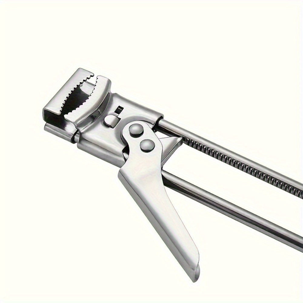 Adjustable Stainless Steel Can Opener with Lid Clamp and Multifunctional Bottle Opener - Manual Kitchen Tool for Parties