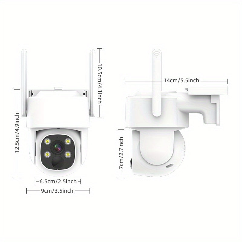 Wireless Solar Security Camera System with Spotlight & Siren - 2K Resolution, 355° Field of View, Color Night Vision, PIR Motion Detection, 2-Way Audio, USB/Battery Powered