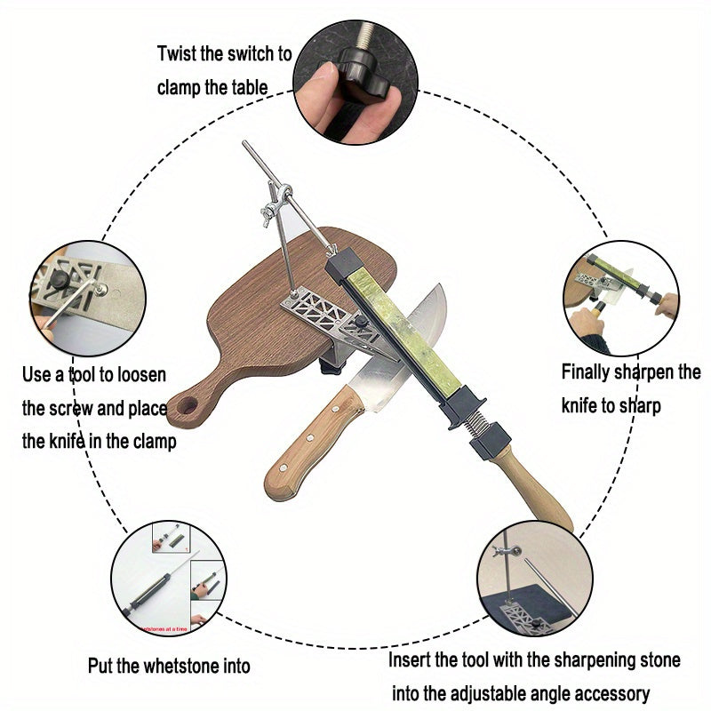 Set of dual-stage professional knife sharpeners for manual sharpening of metal kitchen and restaurant knives.