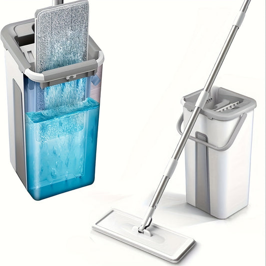 The perfect home cleaning tool for any surface - the Versatile Flat Mop and Bucket Set comes with 2/4 reusable pads for easy wringing and drying. Ideal for kitchen, bathroom, tile, and hardwood floors.