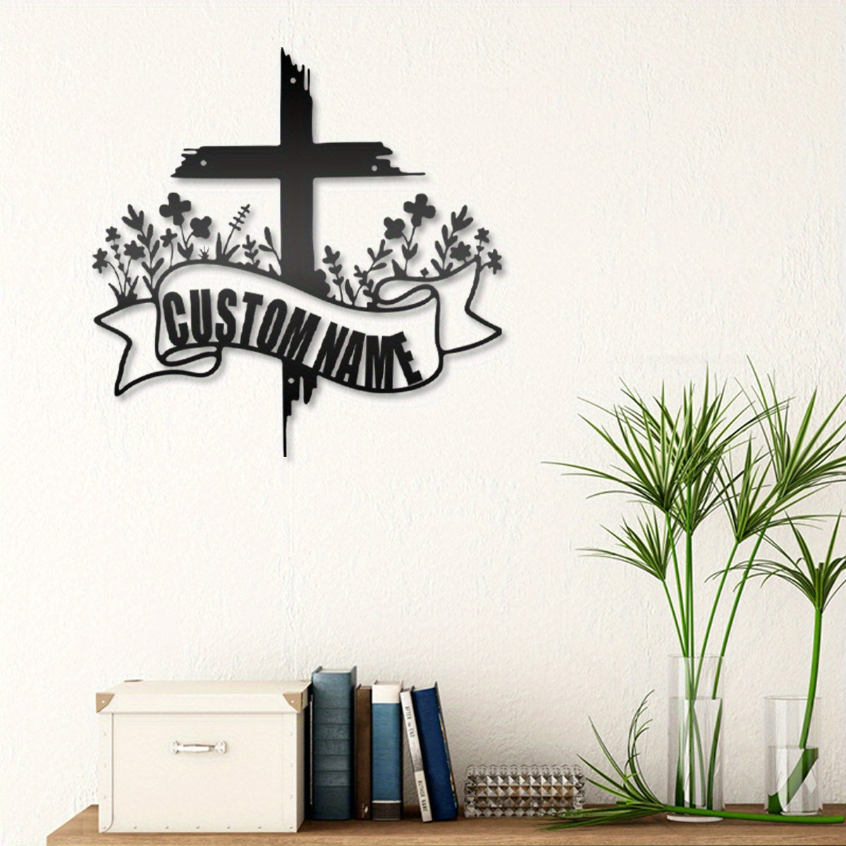 Personalized Metal Cross Sign with Family Name - Customized Iron Wall Art for Home Decor, Christian Themed Door or Wall Decoration, Ideal for Ages 12 and Up