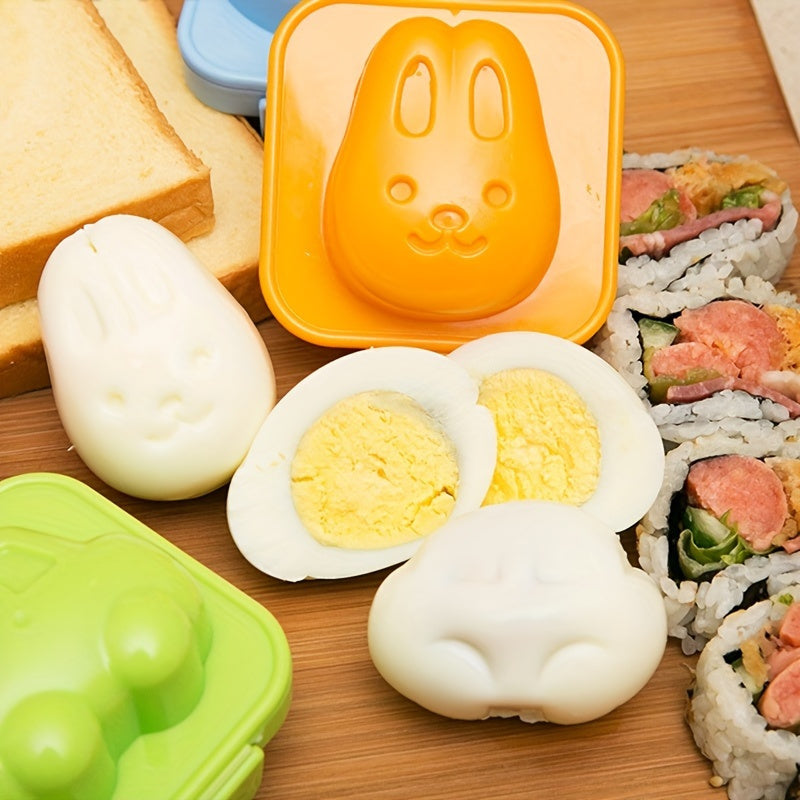 Set of 4 Non-Stick Animal Egg & Rice Ball Molds featuring Bunny, Bear, and Fish Shapes, Perfect for Creative Cooking and Fun Breakfasts. Durable Kitchen Gadgets that are Specialty Cookware items.