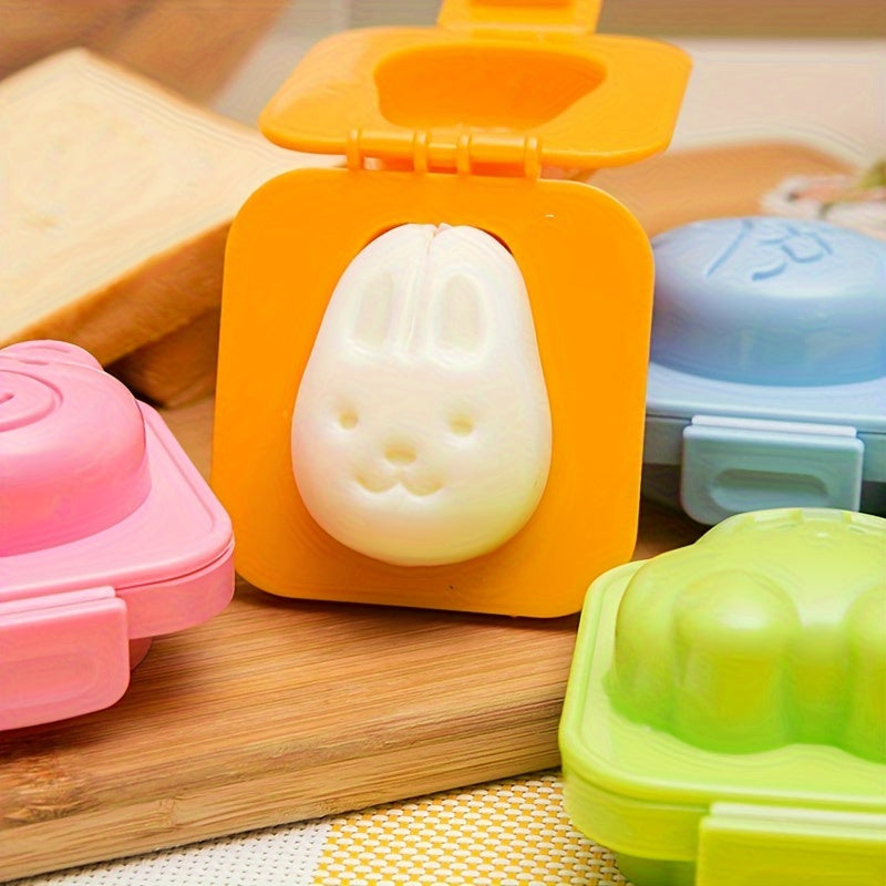 Set of 4 Non-Stick Animal Egg & Rice Ball Molds featuring Bunny, Bear, and Fish Shapes, Perfect for Creative Cooking and Fun Breakfasts. Durable Kitchen Gadgets that are Specialty Cookware items.