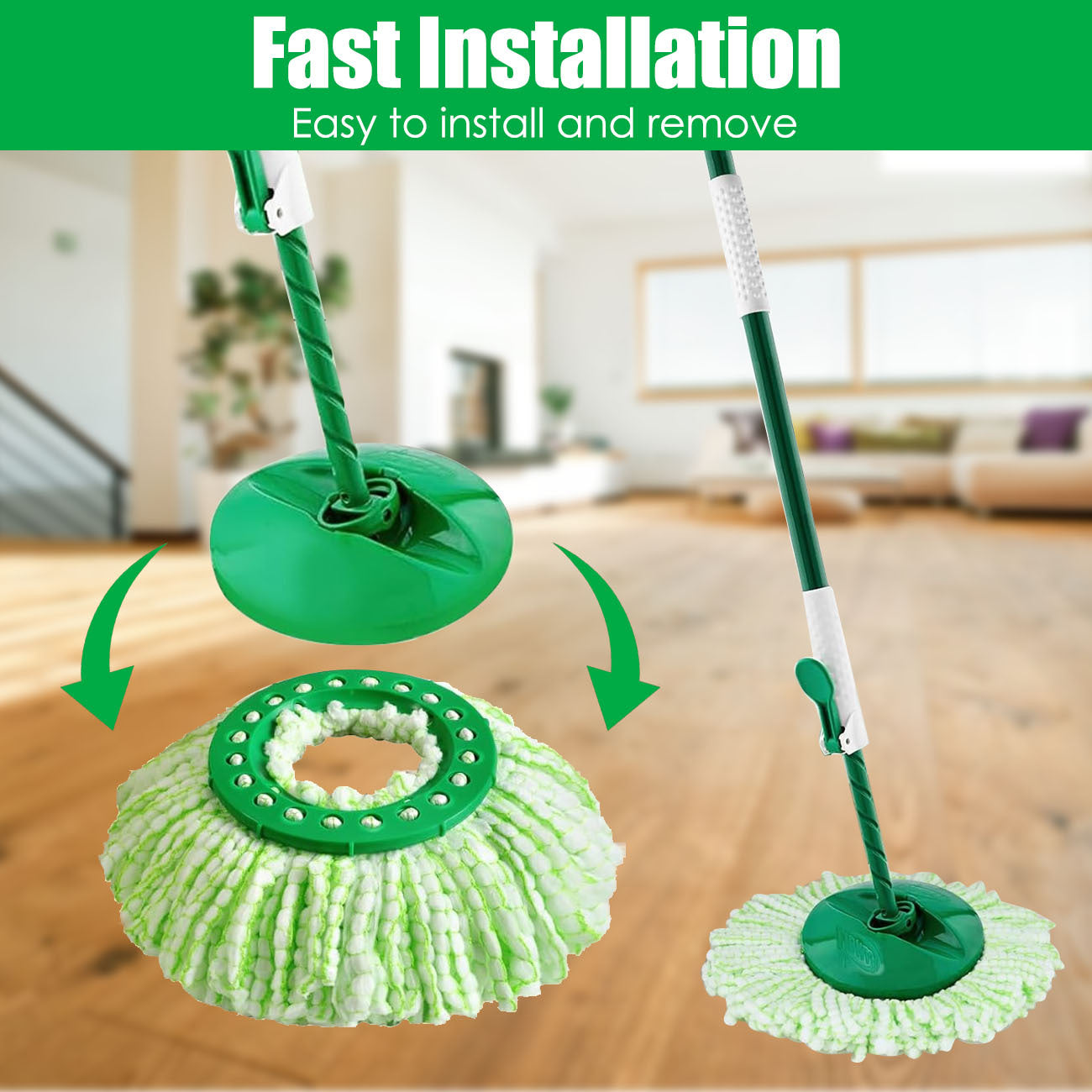 5 pieces of highly absorbent microfiber replacement heads designed for the Libman Tornado Spin Mop. These replacement heads are compatible with all models and are easy to clean.