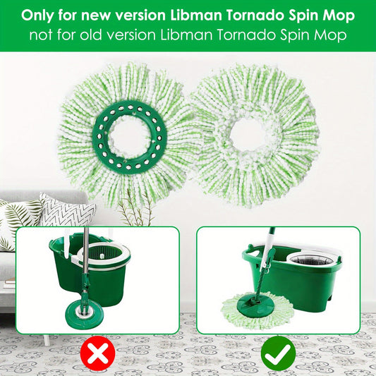 5 pieces of highly absorbent microfiber replacement heads designed for the Libman Tornado Spin Mop. These replacement heads are compatible with all models and are easy to clean.