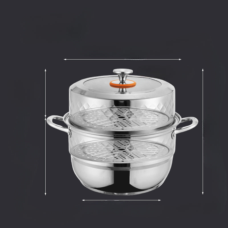 Get ready for fall with the perfect addition to your kitchen - a stainless steel steamer with a large capacity, double diamond design, and transparent lid. Ideal for home kitchens, this steamer is versatile and stylish, making it the perfect choice for