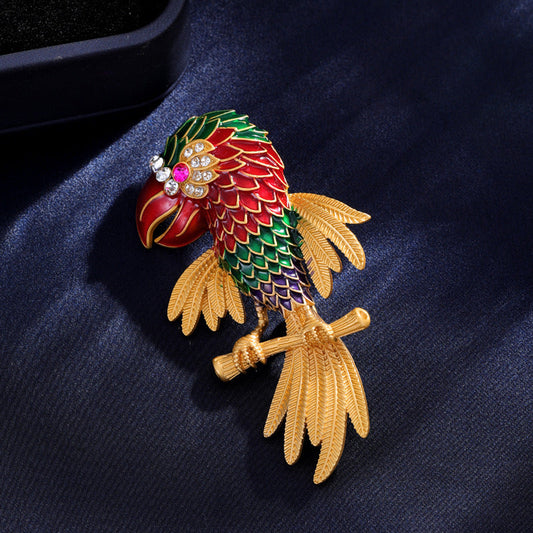 Vintage Parrot Enamel Pin by SKEDS - Vibrant and Timeless Lapel Pin for Both Men and Women | Perfect Gift Choice