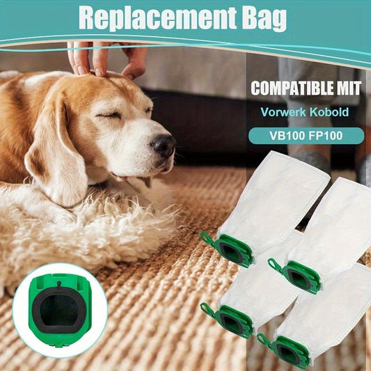 10 pieces of Vacuum Cleaner Bags for Vorwerk Kobold VB100 - Replacement Accessories with High-Efficiency Filter, Compatible with VB100 & FP100 Cordless Models.