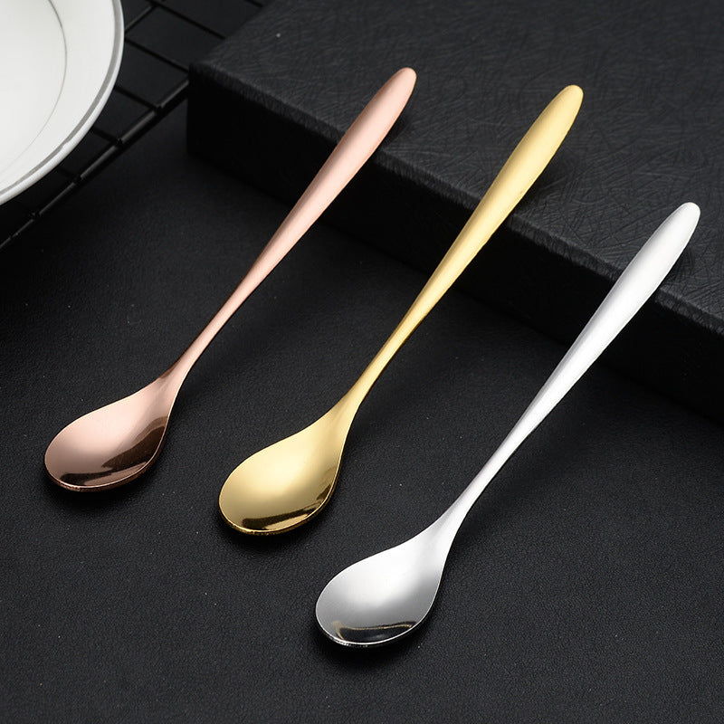 Stainless Steel Long-handled Mixing Spoons in 4/8/12 Pack, Household Cups, Espresso Small Spoons, Internet Celebrity Ice Spoons, Korean Dessert Spoons