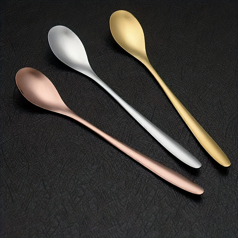 Stainless Steel Long-handled Mixing Spoons in 4/8/12 Pack, Household Cups, Espresso Small Spoons, Internet Celebrity Ice Spoons, Korean Dessert Spoons