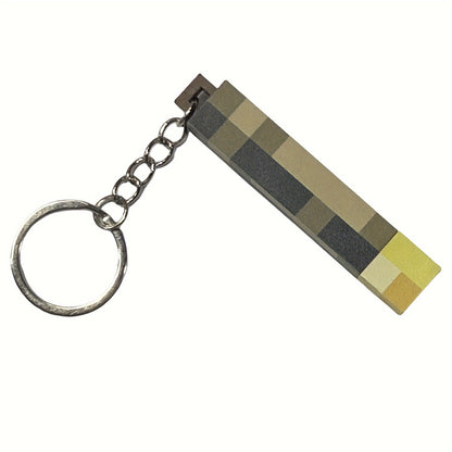 [Top Pick] Luminous Anime Gamer Keychain - Retro Torch Style with Pixel Wooden Finish, Stylish Plastic Charm, Perfect for Backpacks & Presents, Featuring Anime Characters