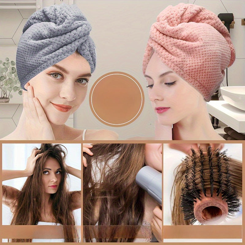 Microfiber hair turban towel, quick-drying and absorbent, featuring a soft solid pattern. Made of ultrafine polyester knit fabric, perfect for home and bathroom use. Rectangular shape with a space-themed design.