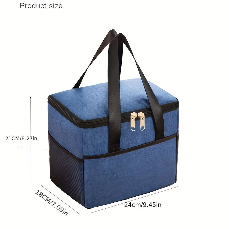 The Insulated Lunch Bag Set includes a 1pc Oxford Cloth Thermal Cooler Tote for storing food on the go. This portable food storage container is leakproof and can be easily hand washed. Perfect for office, picnic, camping, and travel use.